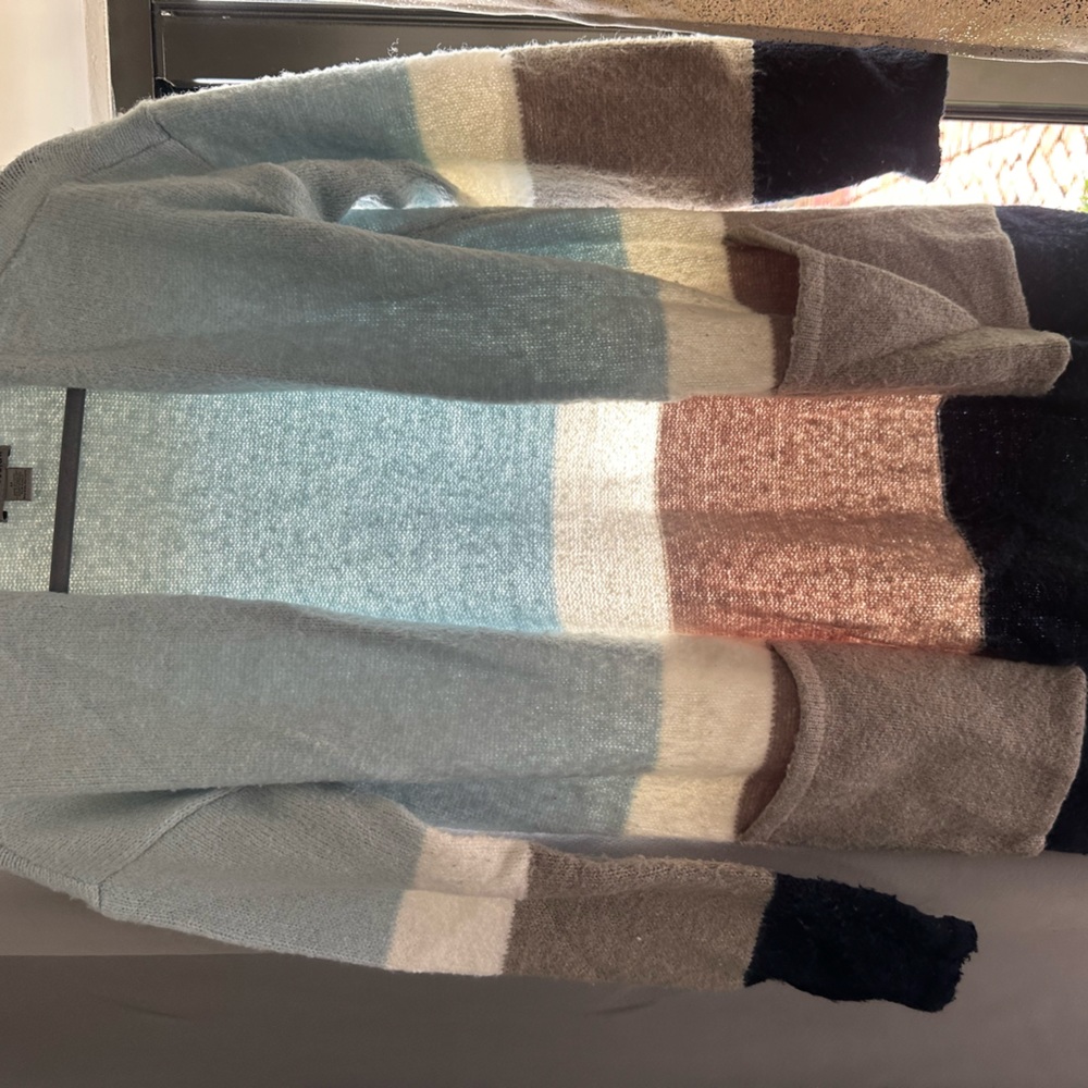 multi color blue cardigan, very soft